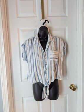 Always Indigo blue and white crop top - Small